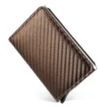 Brown carbon fiber RFID blocking pop-up aluminum card holder wallet - Carbon Fiber Dark Brown