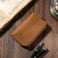 Vintage brown crazy horse leather key wallet made of premium top grain cowhide - Brown