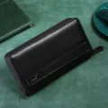 Schwarze Herren-Clutch aus echtem Leder mit Reißverschluss und Handschlaufe - Weiches Leder Schwarz