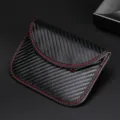 Carbon fiber RFID signal blocking car key pouch with red stitching anti-theft case - Horizontal