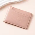 Elegant slim pink lychee pattern leather license holder and card wallet for car documents - Pink