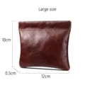 Grand porte-monnaie vintage en cuir de vachette ciré avec fermeture à ressort, 12x10 cm - L / Café