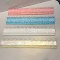 Set of 4 scalloped acrylic Mahjong tile pushers with elegant shell marble pattern - Color Block
