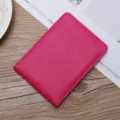 Rose red minimalist driver's license leather cover with lychee texture and stitching - Rose Red