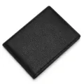Classic black leather driving license wallet with textured finish for men and women - Black