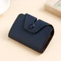 Dunkelblauer Akkordeon-Kartenhalter aus Saffiano-Leder mit festem Druckknopfverschluss - Horizontale Stil (8292) / Blau