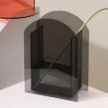 Minimalist smoky grey acrylic flower vase for modern home living room decor - Fan Shaped Vase