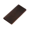 Cartera larga vintage para hombre en cuero genuino Crazy Horse de alta calidad - Café