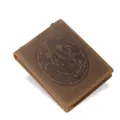 Vintage crazy horse leather card holder with embossed dragon totem, premium brown finish - Coffee (Dragon Totem)