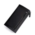 Premium Herren Geldbörse aus schwarzem Leder mit doppeltem Reißverschluss Design. - TP-6029 Doppelter Reißverschluss-Stil (6029-1) / Schwarz