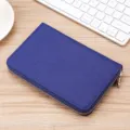 Portafoglio lungo in pelle martellata blu reale con chiusura a zip sicura per carte - Full Grain Leather / Blu