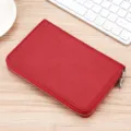 Portafoglio lungo in vera pelle martellata rossa con protezione RFID e porta carte - Full Grain Leather / Borgogna