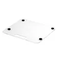 Clear acrylic sliding tray detail, transparent appliance mat with rubber feet and handle slot. - Transparent Acrylic Sliding Tray