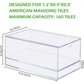 Clear acrylic storage box for 160 American Mahjong tiles with specific dimensions shown. - 2-Layer Mahjong Storage Box