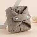 Mini porte-monnaie en cuir véritable gris avec fermeture à bouton-pression élégante - Gris