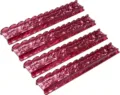Set of 4 red marbled acrylic American Mahjong pushers with scalloped edges - Rose Red with Pearl Detail