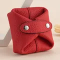 Mini pochette de rangement en cuir rouge pour pièces ou écouteurs avec boutons pression - Rouge