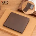 Klassische braune Herrenbörse aus Crazy-Horse-Leder mit RFID-Schutz - Retro Crazy Horse Stil (TP-2278) / Dunkelbraun