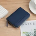 Marineblauer RFID-Kartenhalter aus echtem Leder im Akkordeon-Stil für Damen Geldbörse - Blau