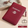 Étui passeport premium en cuir rouge vin avec blocage RFID et fermeture éclair sécurisée - Bordeaux