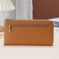 Élégant portefeuille long pour femme en cuir de vachette marron avec protection RFID intégrée - Marron