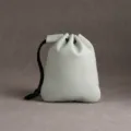 Mintgroene echt lederen trekkoord tas voor munten en kleine luxe sieraden opberg - S / Melkwit