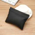Minimalist mini black lychee pattern faux leather coin purse with metal shrapnel closure - Black