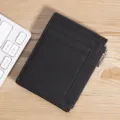 Porte-cartes minimaliste en cuir noir avec plusieurs fentes et pochette zippée - Porte-cartes (TP-8221) / Noir