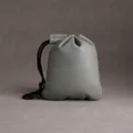 Retro grijze trekkoordtas van rundleer voor munten en kleine accessoires opbergtas - S / Grijs