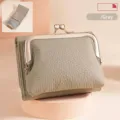 Petit portefeuille gris en cuir véritable pour femme avec protection RFID intégrée - Gris éléphant