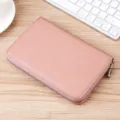 Portafoglio lungo in vera pelle rosa con protezione RFID e chiusura a cerniera sicura - Pelle di Vacchetta di Primo Strato / Rosa