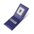 Leren heren portemonnee in paars met geldclip en ID-venster in minimalistisch design - Blauw