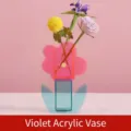 Flower-shaped transparent acrylic vase for modern home decor and dried flower arrangements - Colorful Flower Vase