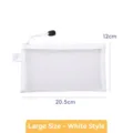 Large white mesh zipper pouch for document storage and makeup travel bag 20.5x12cm - L / White