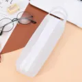 Portable white mesh pencil case with zipper closure and top handle for student stationery - White