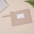 Minimalist beige B4 waterproof Oxford document bag with zipper and carrying strap - Single Layer (Foldable Handheld) / A5 / Khaki