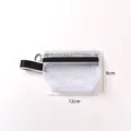 Borsa cosmetica portatile in rete bianca con cerniera, organizer da viaggio 12x9cm - Mini