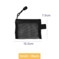 Small black transparent mesh zipper pouch with 10.5x7.5cm dimensions for portable storage - S / Black