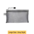 Große graue transparente Netztasche für Schreibwaren mit sicherem Reißverschluss - L / 20,5 cm x 12 cm / Grau