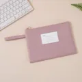 Morandi pink B4 Oxford file bag with zipper and index card slot for office - Single Layer (Foldable Handheld) / A5 / Pink