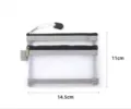Double-layered transparent gray mesh storage pouch with zip, dimensions 14.5 x 11cm - Layered Style / 14.5x11cm / Gray