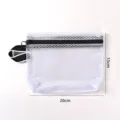 Borsa a rete bianca portatile con cerniera nera 20x15cm per viaggi e trucco cosmetici - Taglia M