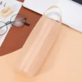 Minimalist apricot mesh pencil case with durable zipper and portable handle strap for students - Apricot