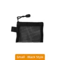 Portable black mesh mini storage pouch for travel ID cards data cables and coins - Small / Single Layer / Black
