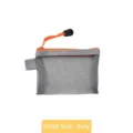 Small grey double-layer mesh storage bag, portable pouch for travel IDs and coins. - Small / Single Layer / Gray