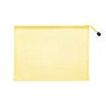 Yellow waterproof transparent mesh zipper pouch for small documents and stationery - Bill (23*12cm) / Yellow