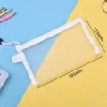 Large capacity white transparent mesh pencil case for student stationery storage - Single Layer / White
