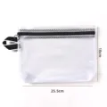 Borsa da viaggio portatile in rete bianca con zip nera 25,5x18cm per cosmetici e trucchi - Taglia L
