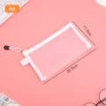 White A6 transparent mesh nylon storage pouch with zipper, 20.5x11.5cm dimensions - A6 Small / White