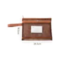 Retro brown double-layer mesh document bag with index card slot and strap, 24.5x18.5cm - A5 Double Layer / Brown